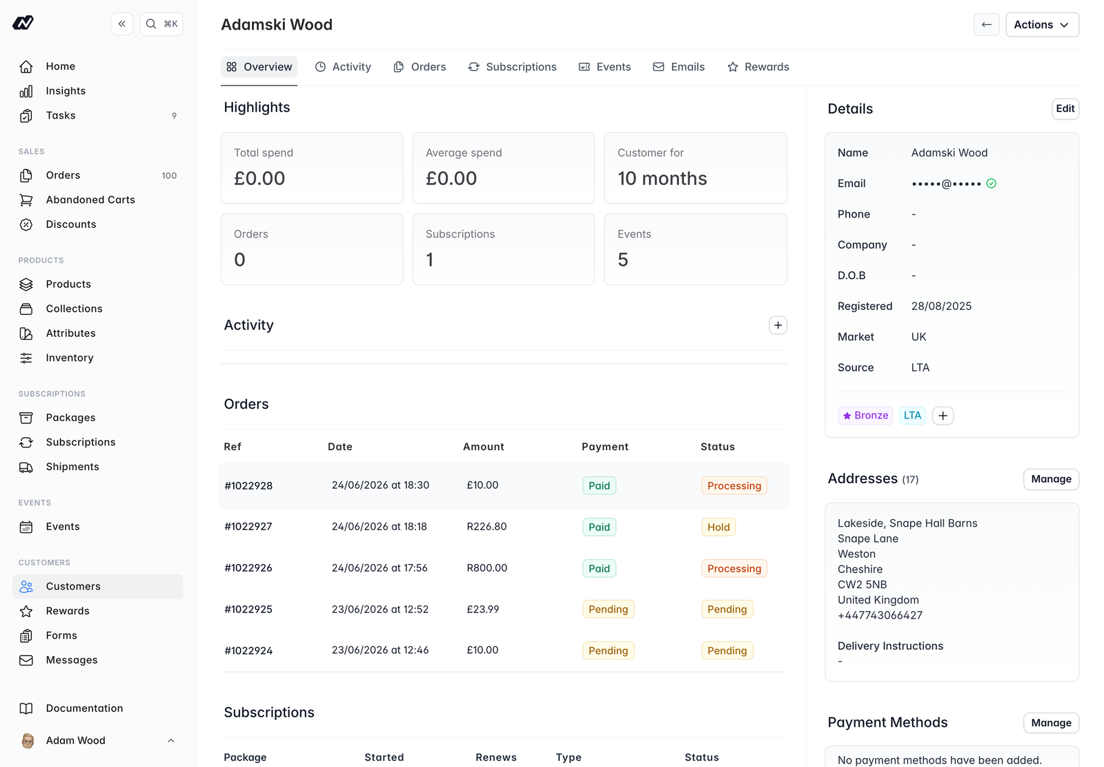 Customer profile